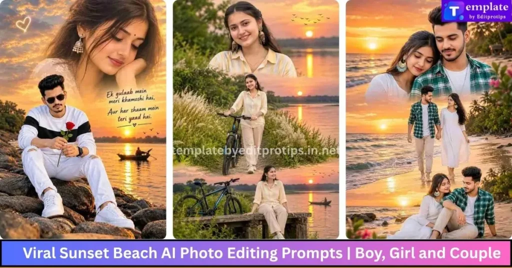 Viral Sunset Beach AI Photo Editing Prompts | Boy, Girl and Couple